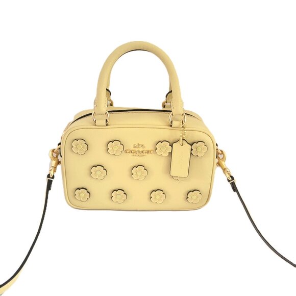 Coach CAJ99 Satchel Crossbody Floral Applique Small Handbag Moonlight Leather - Picture 1 of 6